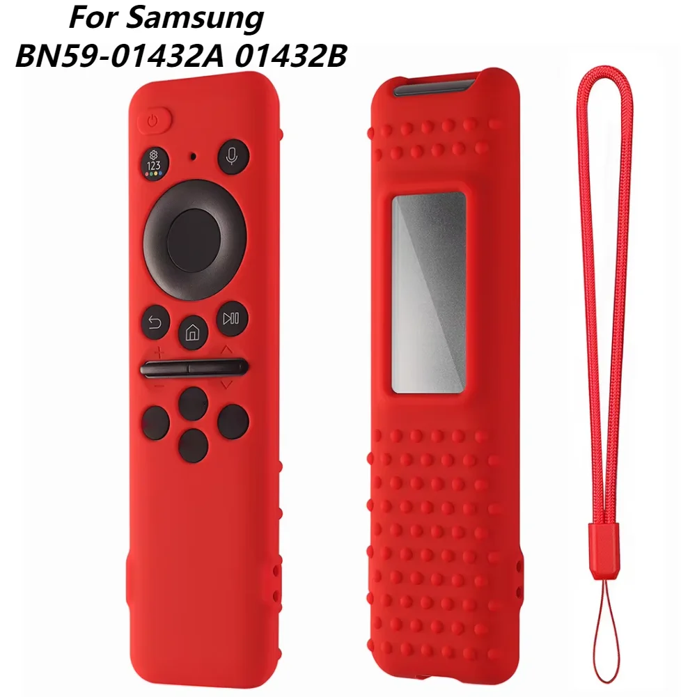 For Samsung BN59-01432A 01432B Remote Control Silicone Protective Case Shockproof Anti-Slip Smart TV Soft Sleeve with Lanyard