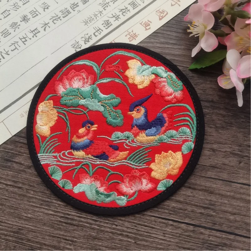 Unique Exquisite Mandarin Duck Embroidered Coaster Chinese Traditional Wedding Souvenir Tea Mat Business Gift for Abroad Guests
