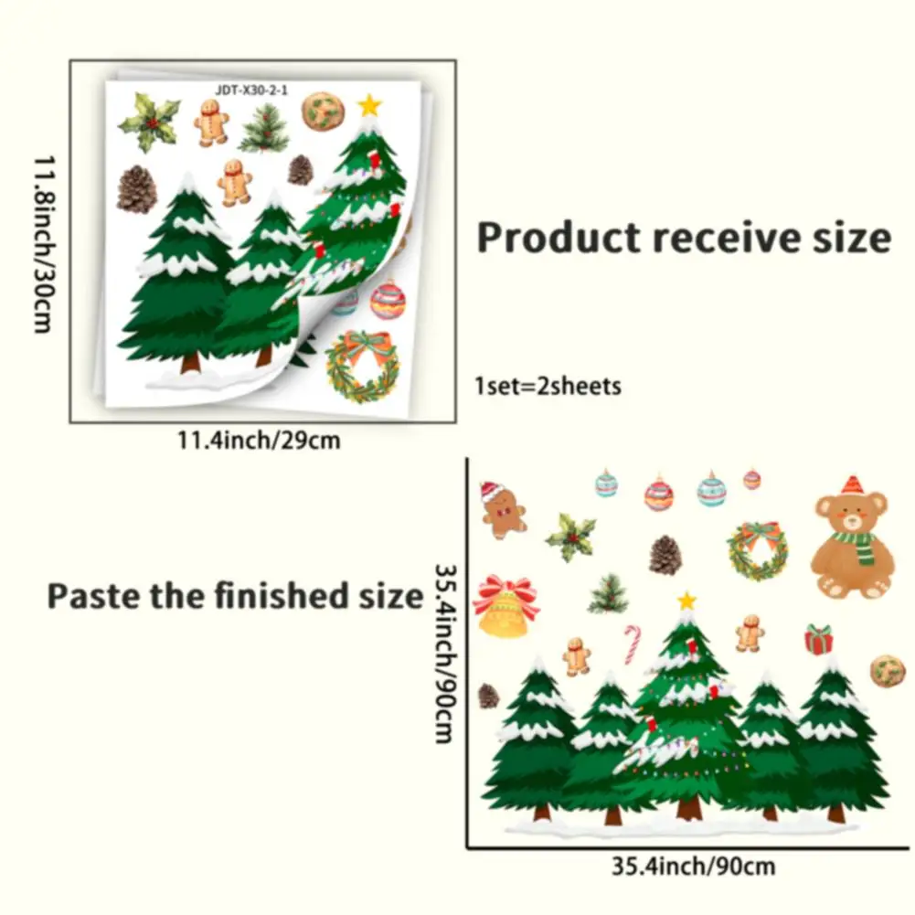 Christmas Window Static Clings Set 4 Sets PVC Stickers for Holiday Home and Office Decoration with Santa Designs