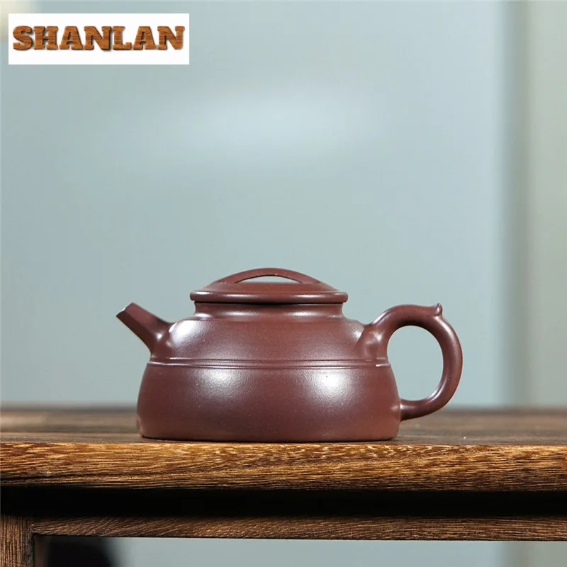 150ml Exquisite Yixing Purple Clay Teapots Handmade Double Line Pot Raw Ore Violet Mud Tea Soaking Kettle Zisha Tea Set Supplies