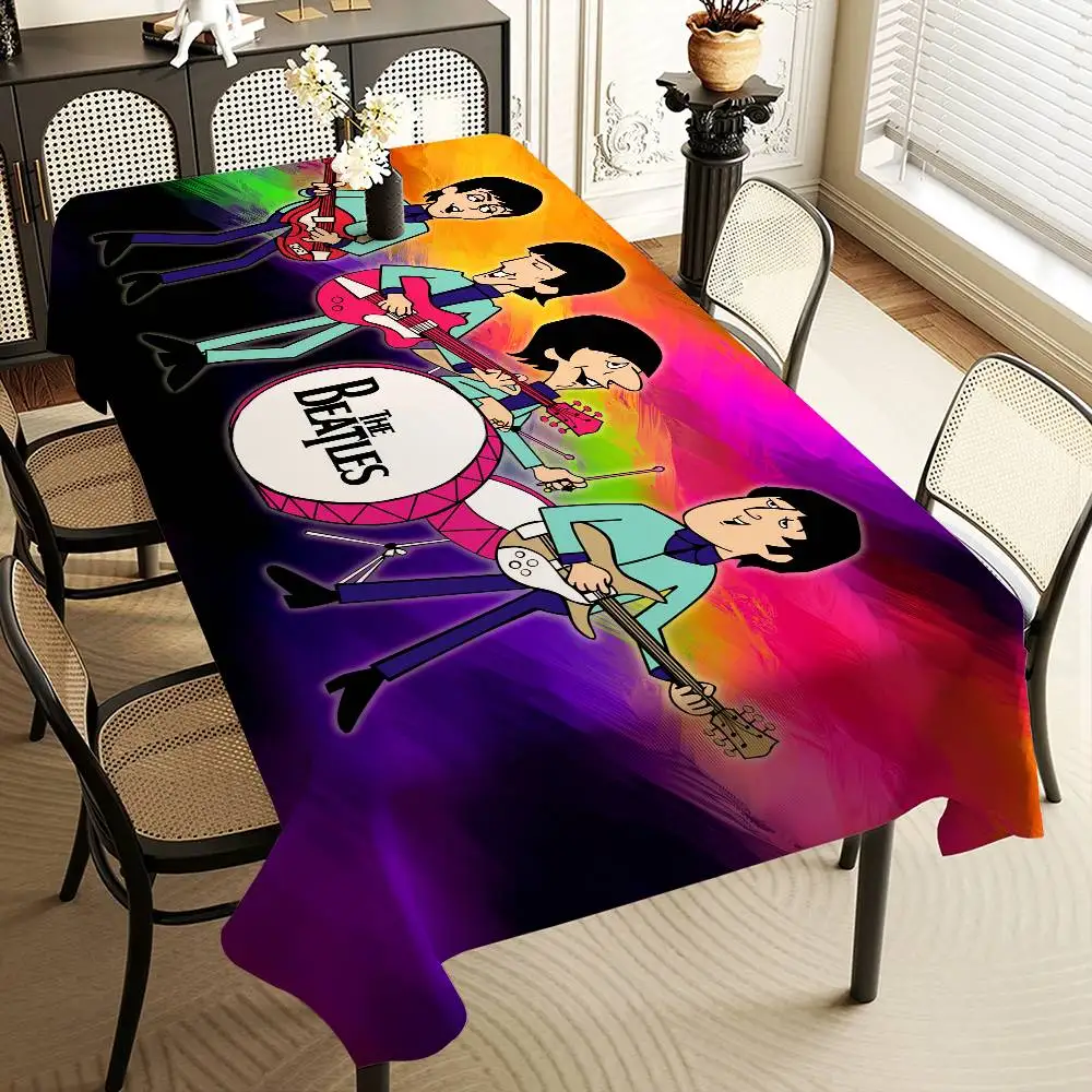T-The-B-Beatles Rock Band Table Cloth Polyester Print Waterproof Oilproof Rectangular Party Table Cover Tablecloth Picnic Mat