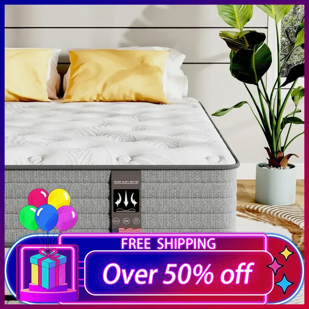 

12Inch Hybrid Queen Size Mattress in a Box with Gel Memory Foam,Individually Pocket Springs for Pressure Relief,Motion Isolation