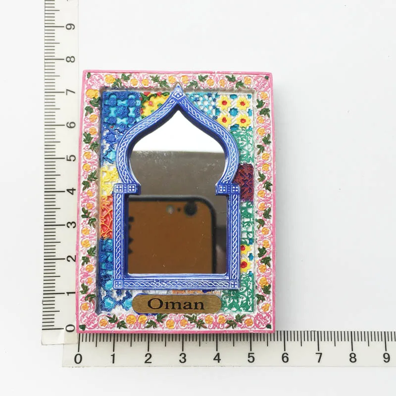 Exquisite Oman Carved Mirror Frame Fridge Magnet Resin Decorative Tourism Souvenir Message Sticker Crafts