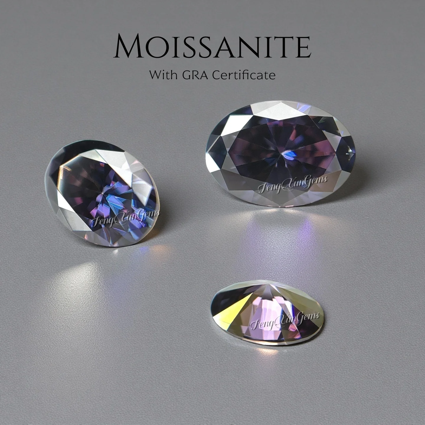 

Real Moissanite Stone Royal Purple Oval 0.2-8ct VVS1 Lab Diamonds Pass Diamond Tester with GRA Certificate For Women Jewelry