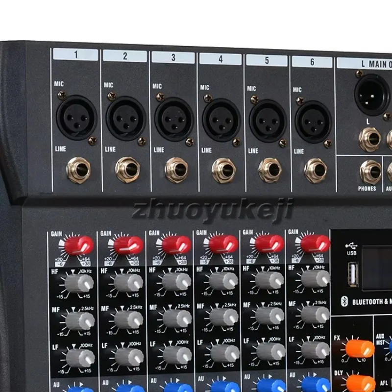 Console de mixage audio avec fonction Bluetooth, série 6 canaux, mini DJ USB