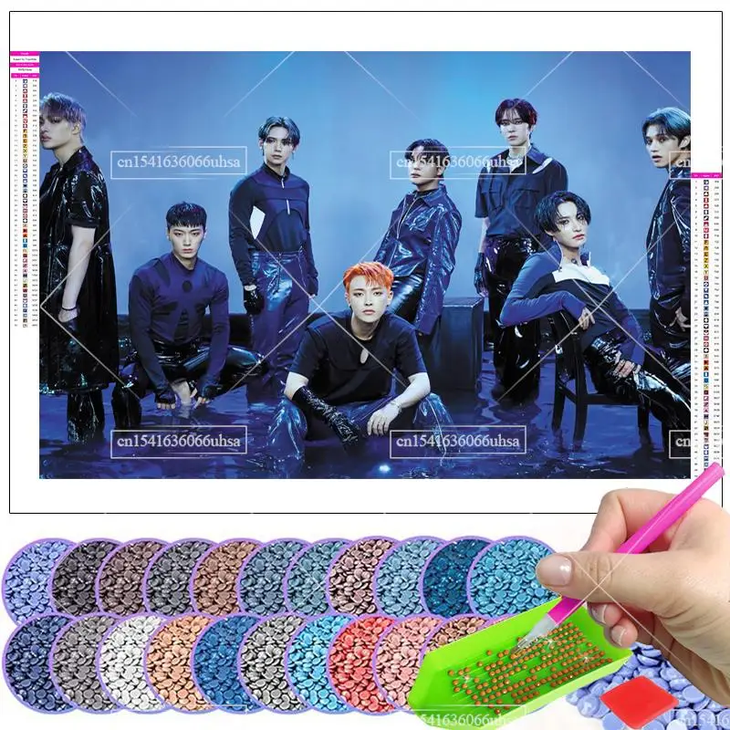 Kpop Ateez Diamond Painting 5D Full Drill Diamond Mosaic Embroidery Rhinestones Cross Stitch Kits Home Decor Wall Art Posters