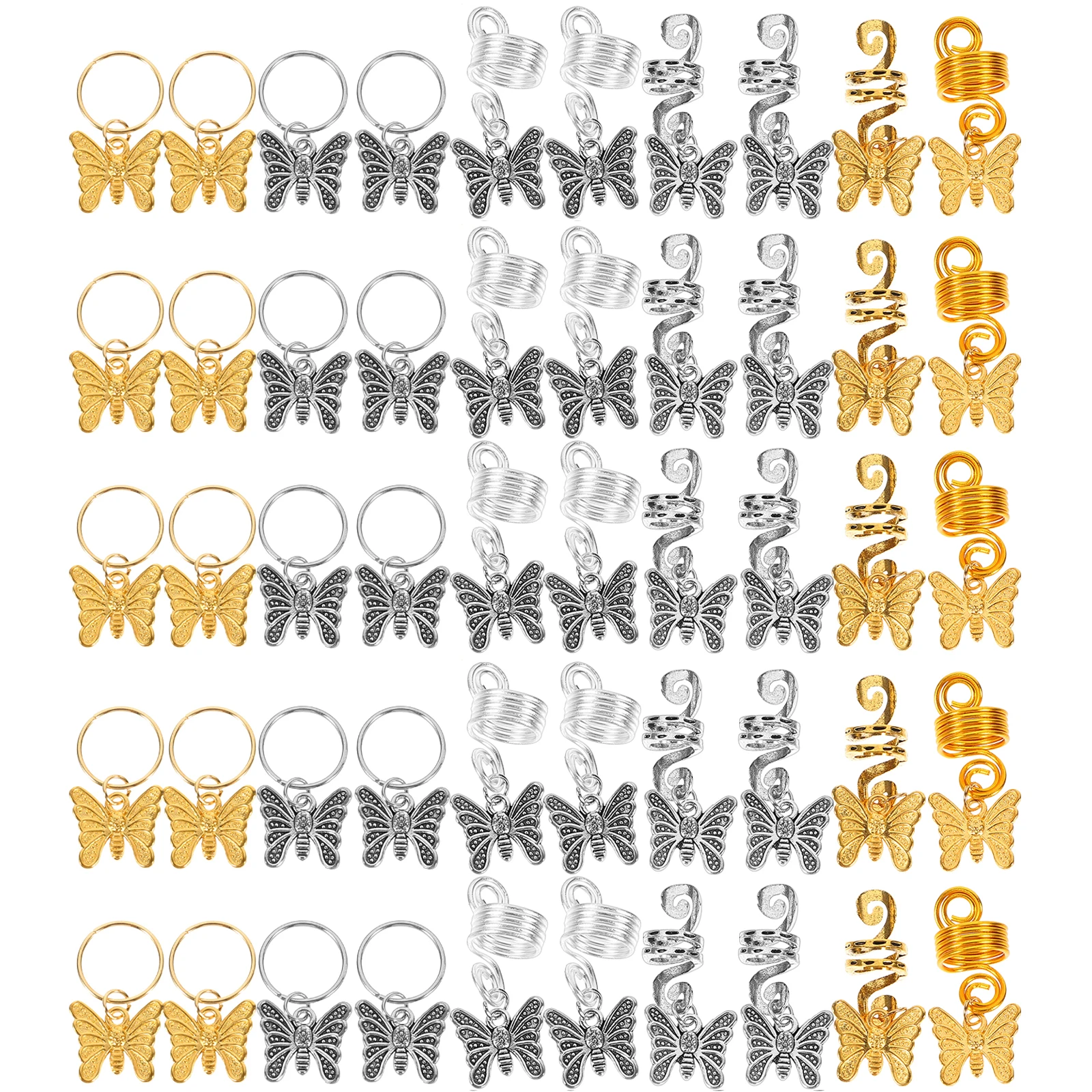 

60 Pcs Butterfly Hair Accessories Dreadlocks Braids Jewelry Charms Rings Shaped Clips Easy Use Various Hair Colors Styles