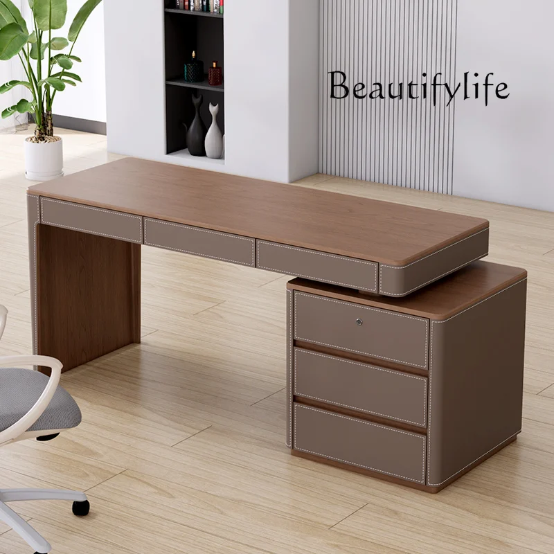 

Light luxury modern solid wood computer desk retro style high-end home desk Italian living room desk