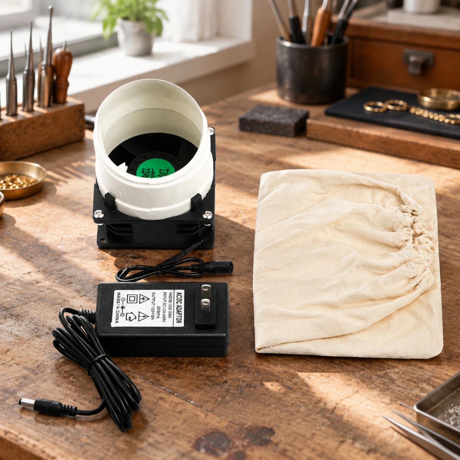 Low-Pressure Dust Extractor Fan Space-Saving Dust Extractor with Collection Bag 220 V for Jewelry Makers, Polishing Work