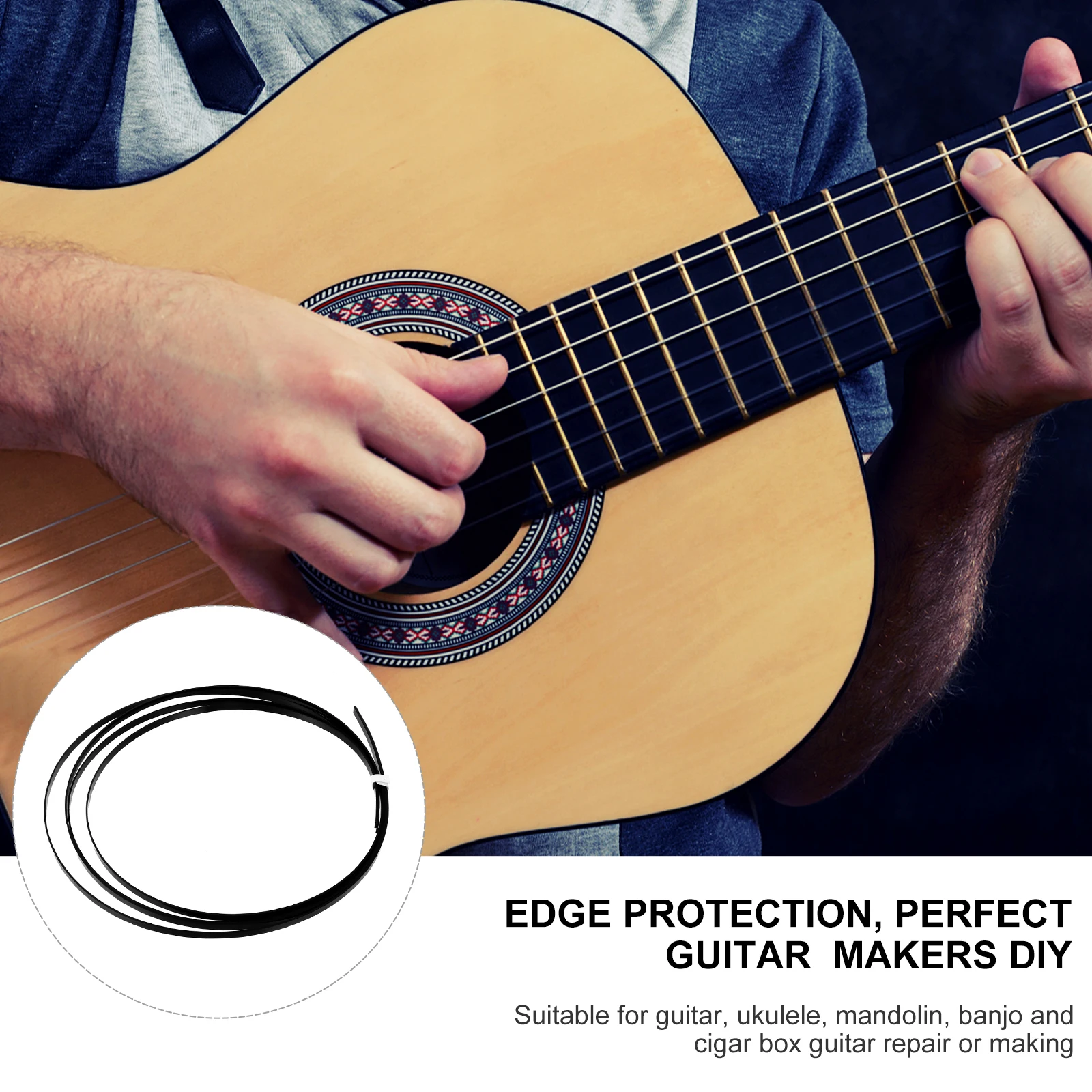 

Elegant Black Guitar Binding Purfling Strips 2pcs Perfect for Guitar Decoration