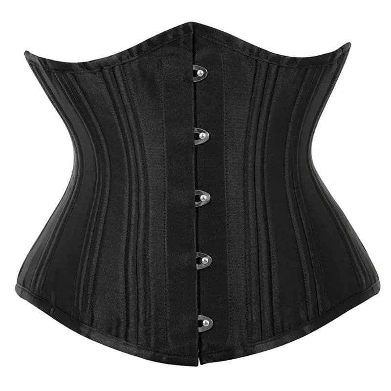 

Women's Underbust Corset 26 Steel Bones Waist Training Cincher Bustier Satin Sexy Lace-Up Bustiers & Corsets