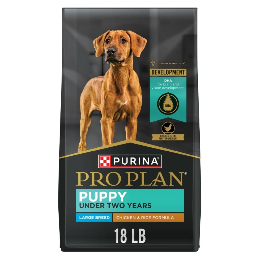 

Puppy Dry Dog Food for Large Dogs Under 2 Years, Real Chicken and Rice, 18 lb Bag
