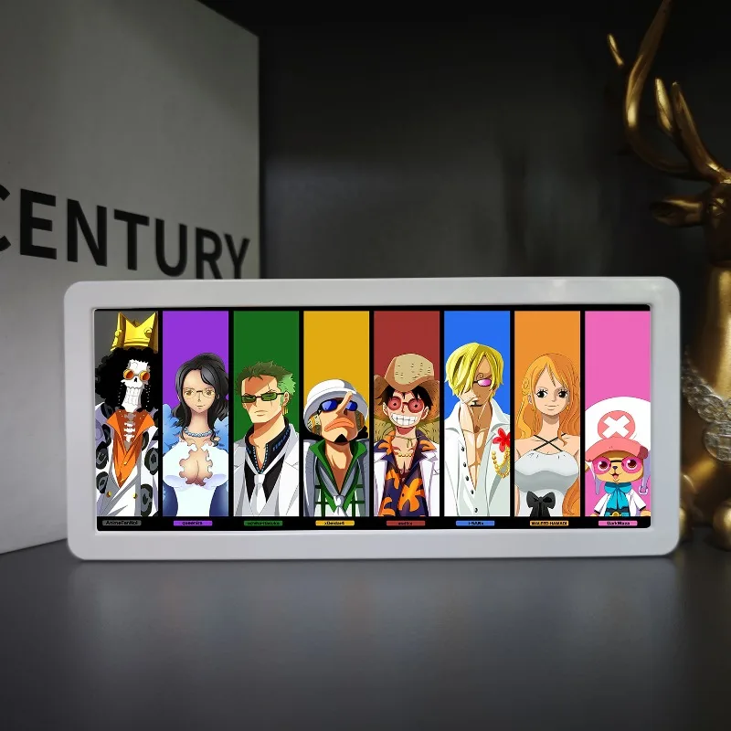 Anime One Piece Rufy Luce notturna per camera da letto Lampada da comodino Decorazioni Cartoon Zoro Pittura 2D Ornamenti di illuminazione Regalo di compleanno