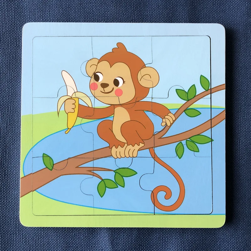 Nuovo puzzle in legno da 9 pezzi giocattolo educativo apprendimento cognitivo per i più piccoli animali dei cartoni animati veicoli bordo per bambini regalo per bambini