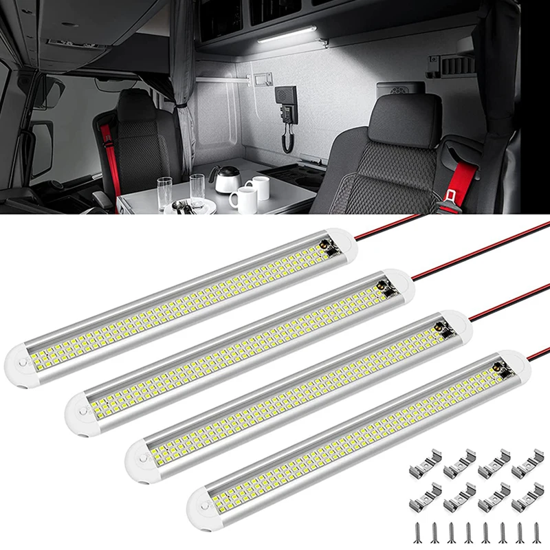 1/2/4Pcs 12v LED RV Interior Light Bar 120LEDs Led Strip Lights for Enclosed Cargo Trailer Car RV Van Truck