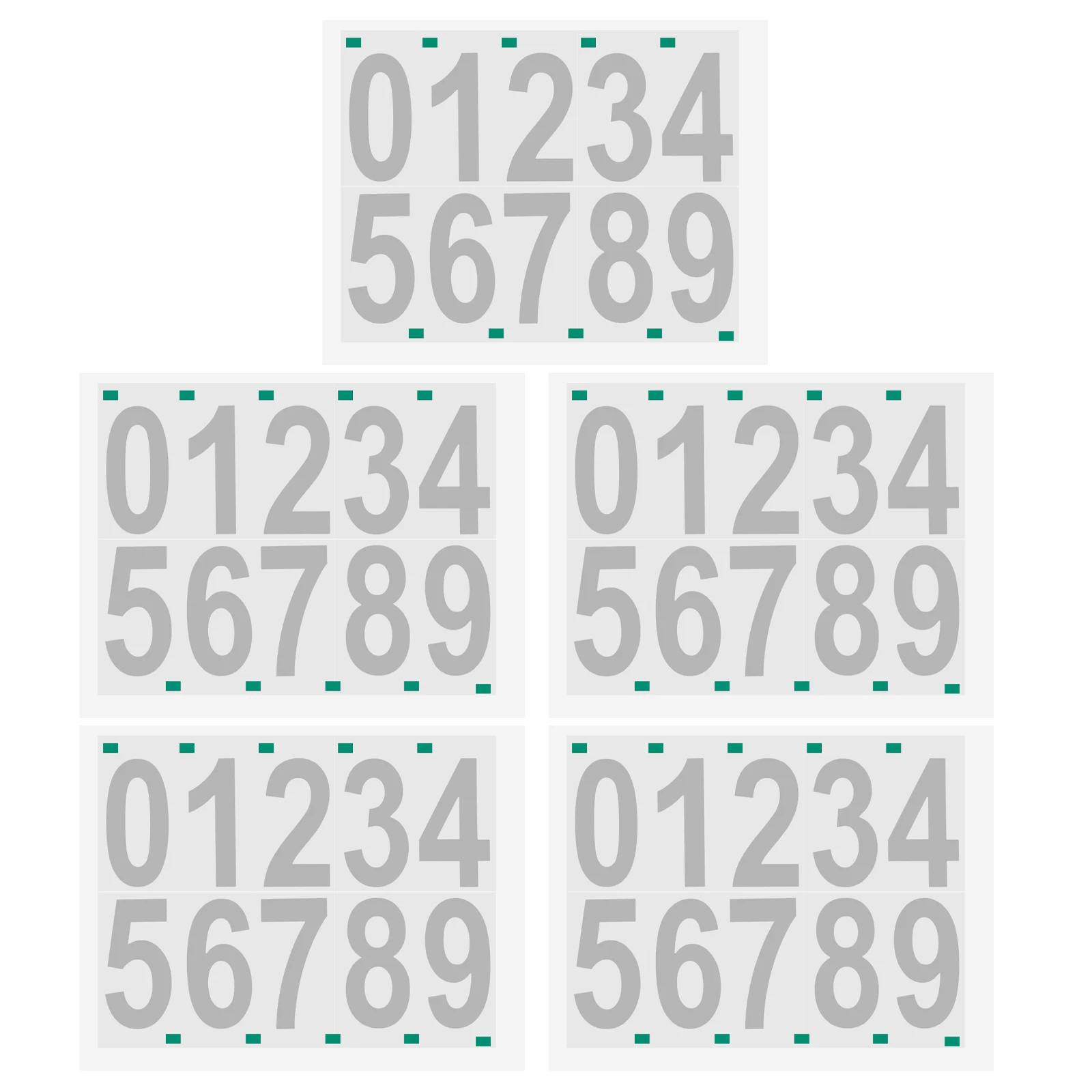 

5 Sheets Adhesive Wheel Recycling Bin Stickers Fluorescent Numbers 0-9 for Trash Can Mailbox Address Large Small Outdoor Vinyl