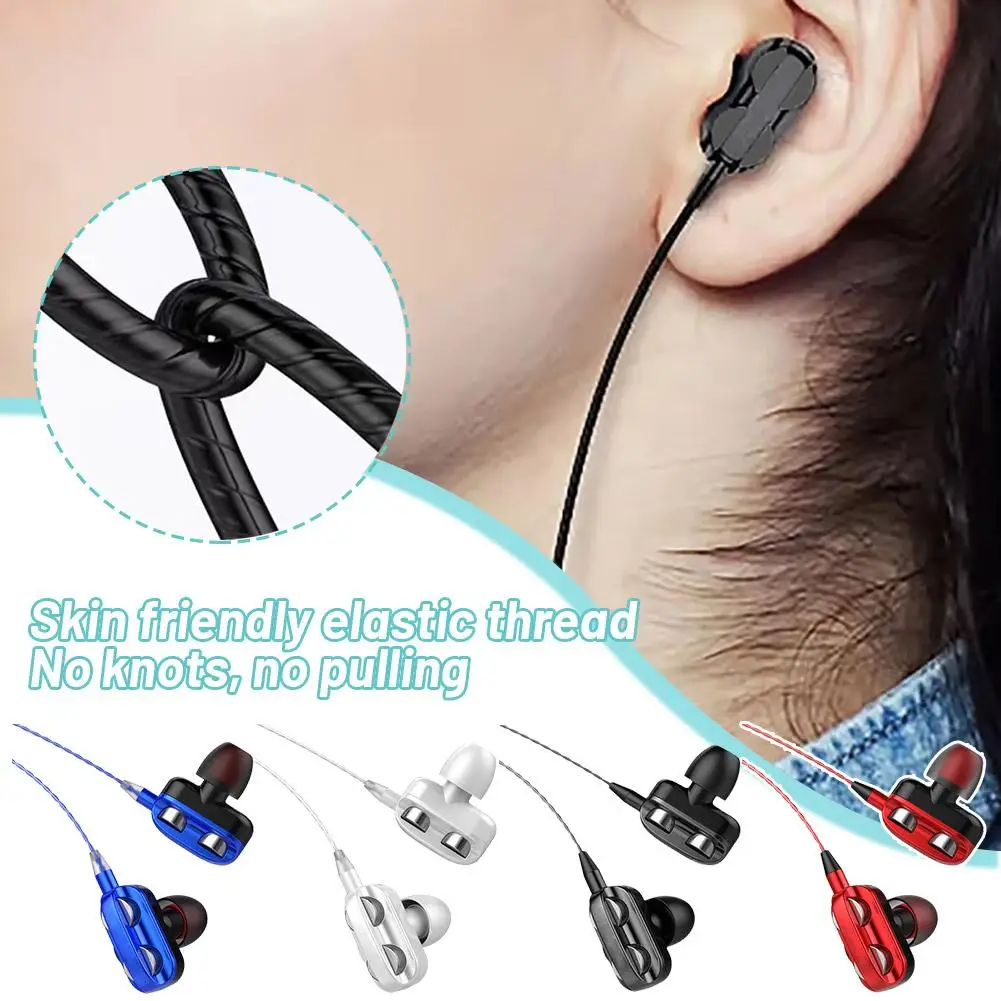 Quad-core Dual Dynamic In-ear Wired Headphones 3.5mm/Type-C Bass Stereo With Microphone For Mobile Phones And Computers D1R4