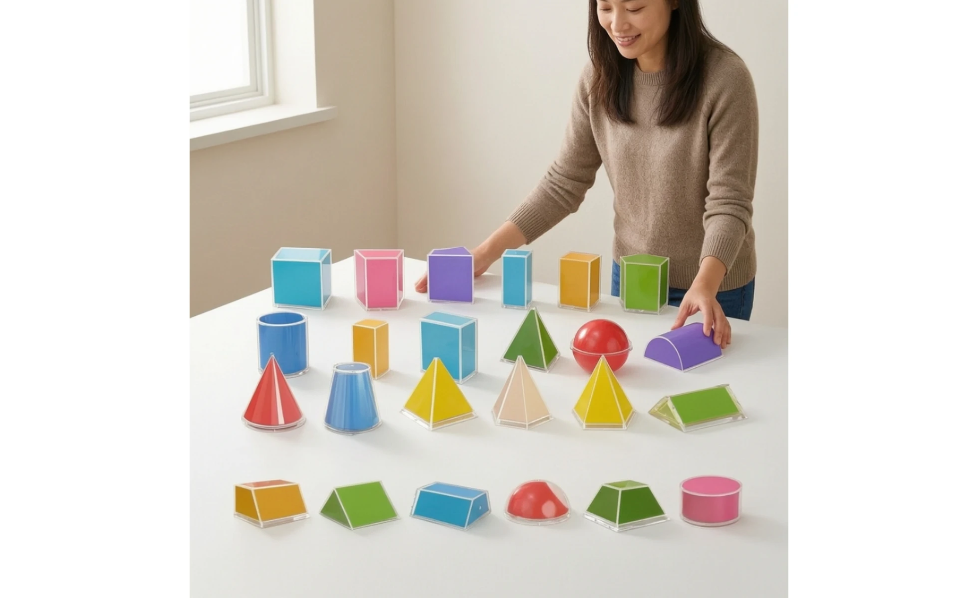 24 Pieces Geometry Teaching Model Kit Transparent Geometric Shapes with Storage Box Geometry Manipulatives Clear for Teachers 24 Pieces Geometry Teaching Model Kit Transparent Geometric Shapes with Storage Box Geometry Manipulatives Clear for Teachers