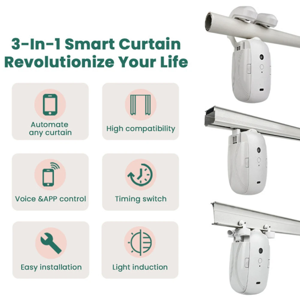 Smart Technology Automatic Curtains Solution Quietly Operates on Various Track Types While Providing Remote Access