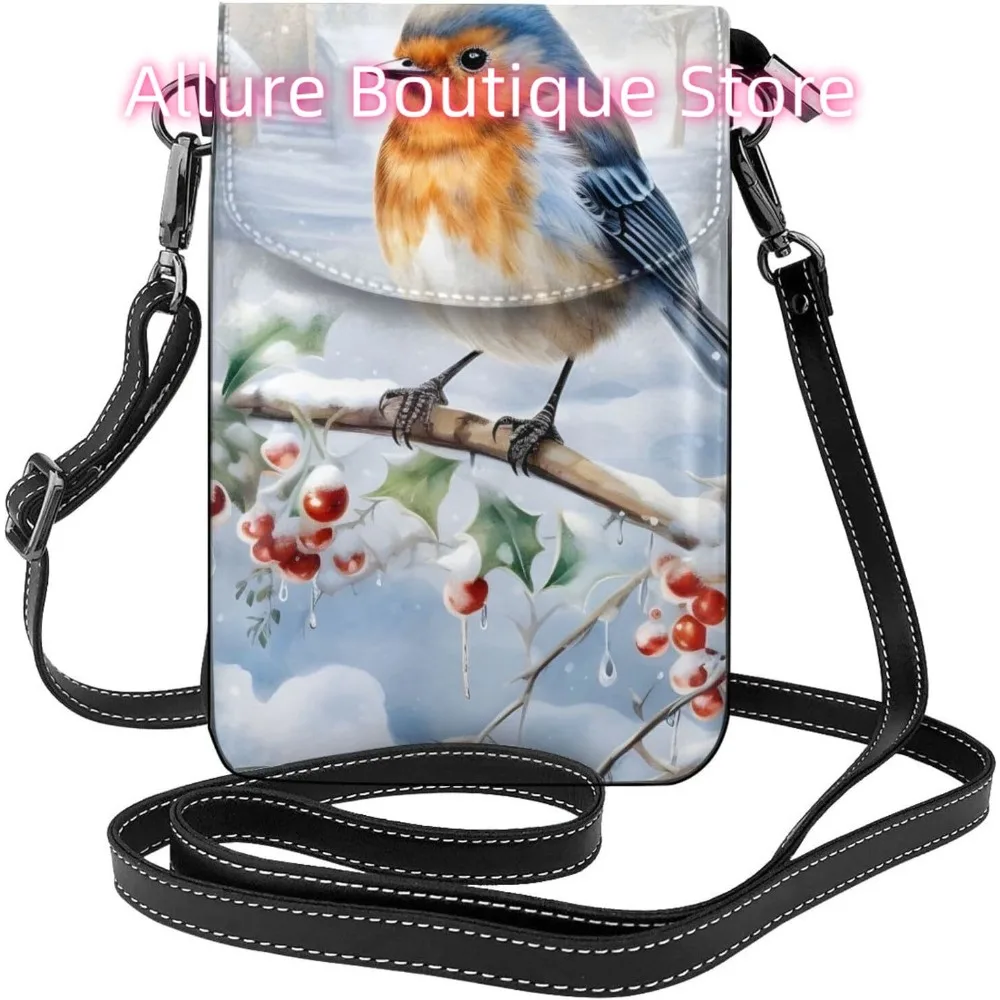 

Зимняя забавная сумка через плечо с птицей для женщин, маленькая дорожная сумка из искусственной кожи для мобильного телефона, легкий мини-кошелек для телефона, кошелек Cross Bod
