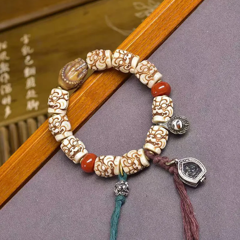 

Поверхность резьбы по кости с обратным потоком, браслет с одной оберткой, коллекционные предметы, четки с автографом, агат, ниша, статуя Будды Ni