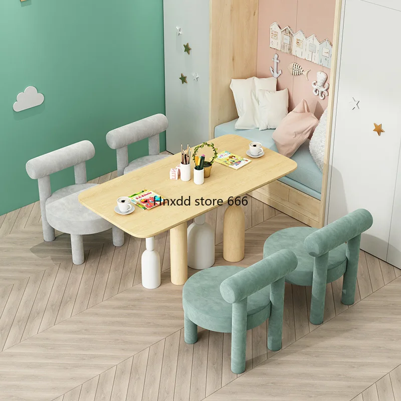 Solid wood early education table children's learning table and chair set