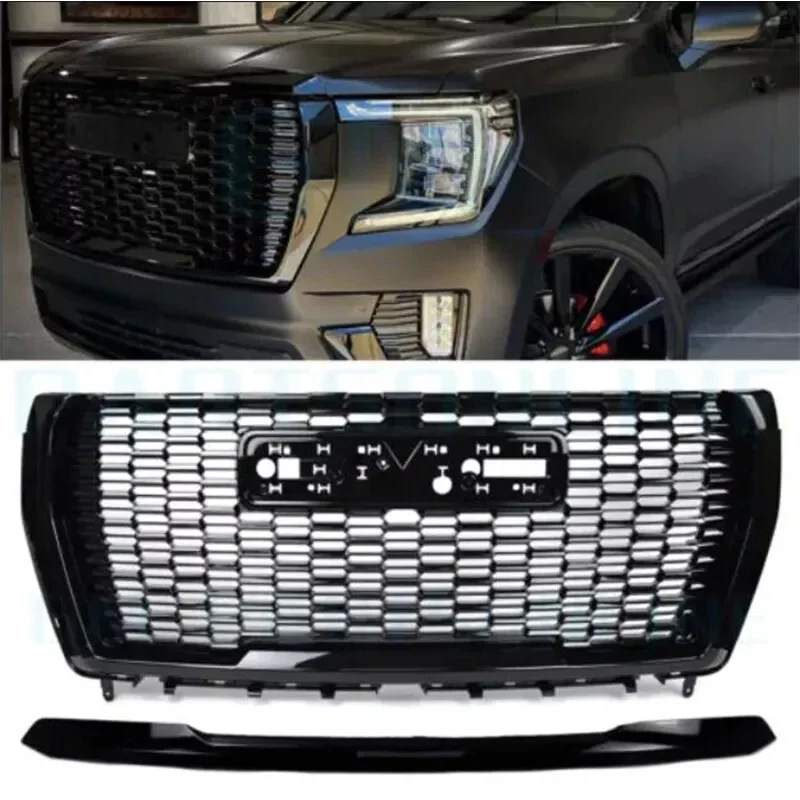 For 2021-2024 GMC Yukon/XL Gloss Black Denali Front Grille Hood Trim Molding OEM