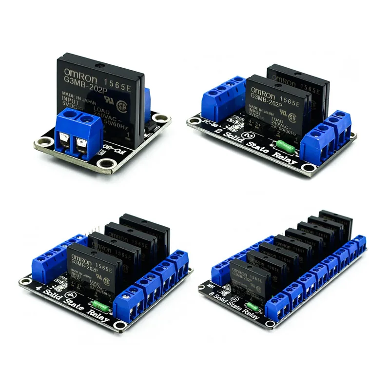 المستوى المنخفض 5 فولت 1 2 4 8 قناة SSR G3MB-202P وحدة تتابع الحالة الصلبة 240 فولت 2A الناتج مع الصمامات المقاومة لتقوم بها بنفسك عدة لاردوينو