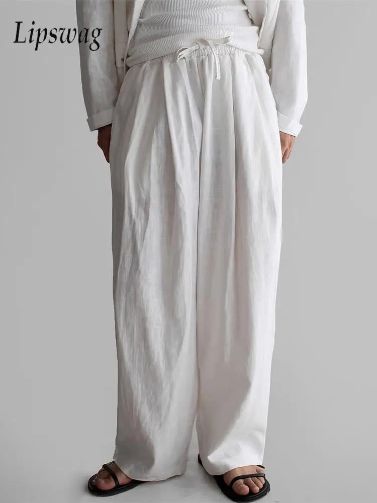 

2025 Autumn Stylish Mens Linen Trousers Streetwear Vintage Solid Color Loose Straight Pants Daily Casual Breathable Men's Pants