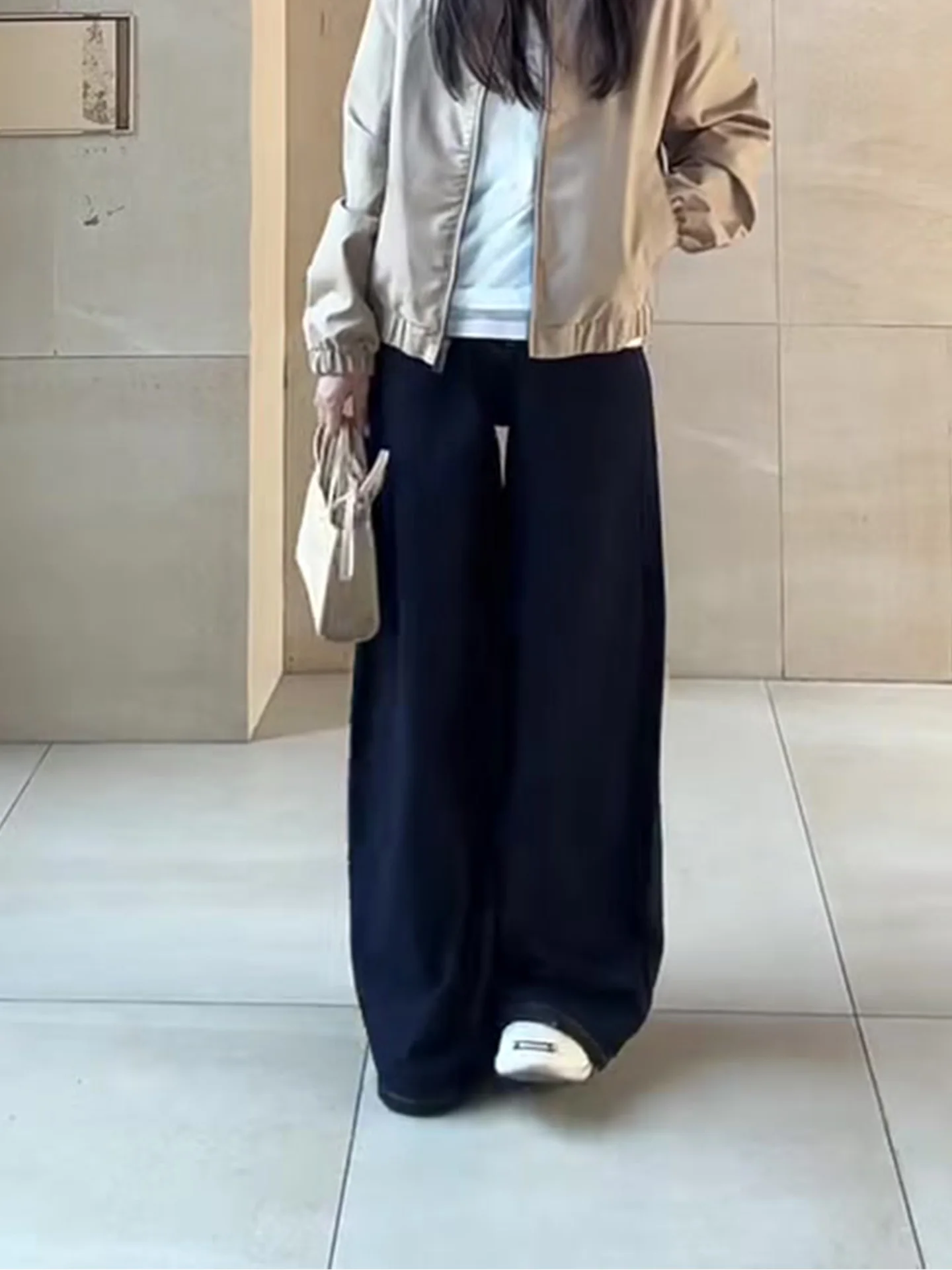 

plus Size High Waist Wide Leg Denim Jeans Women's Loose Slim Straight American Retro Dark Color Spring Summer New Style