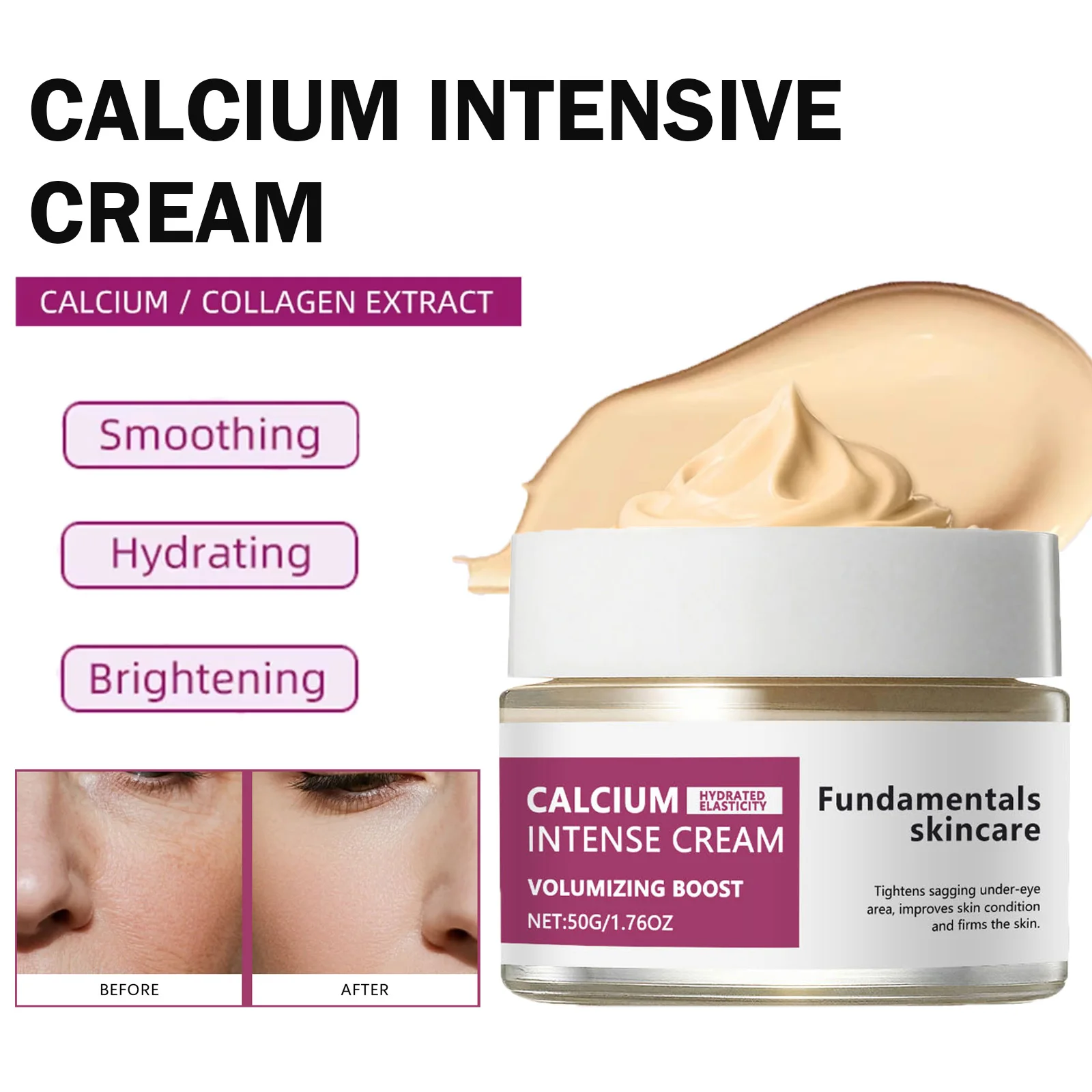 Calcium Intense Creme Strafft die Haut Elastizität Verbessert Feuchtigkeitsspendung Gesichtsstraffung Verbessert Hauterschlaffung Nährende Gesichtslifting-Creme