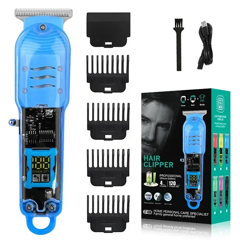 Hair Cut Machine Rechargeable Hair Clippers Transparent Professional Clippers Electric Hair Trimmers Shaver for Men Cordless