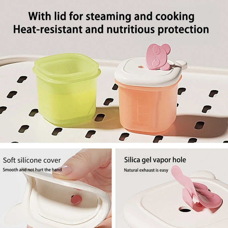 J15U Impermeable Baby Storage Canisters Separated Divisions For Meat Puree Vegetable Soup Freezing