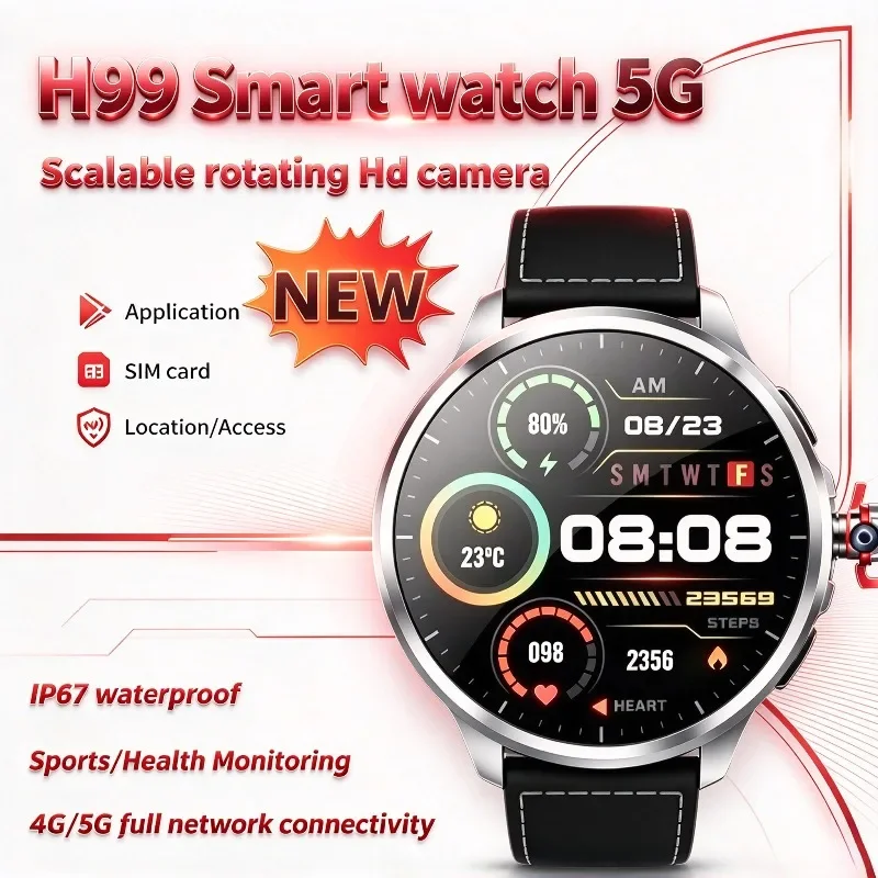 H99 New Dual System 5G 1.95-inch Amoled Screen 256GB Rom Video Call Smartwatch GPS WIFI Game Application Store