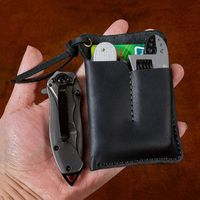 Genuine Leather Leather EDC Organizer Black/Brown Handmade Outdoor Tool Pouch 3 Pockets Belt Clip EDC Pouch Pocket Men Utility