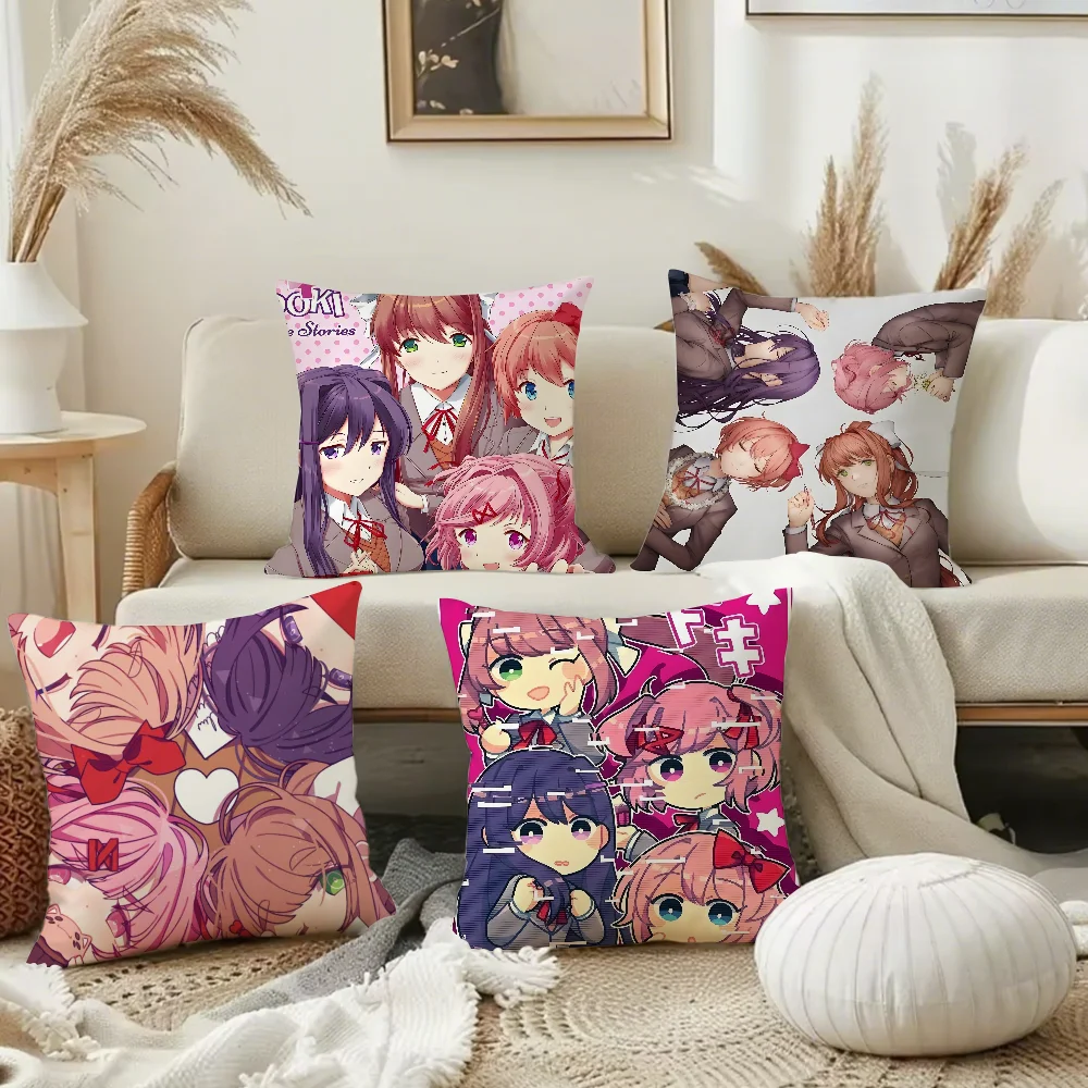 Game Doki D-Doki L-Literatuare Club Pillow Case Square Double-Sided Printing Short Plush Sofa Cushion Cover Bedside Pillow
