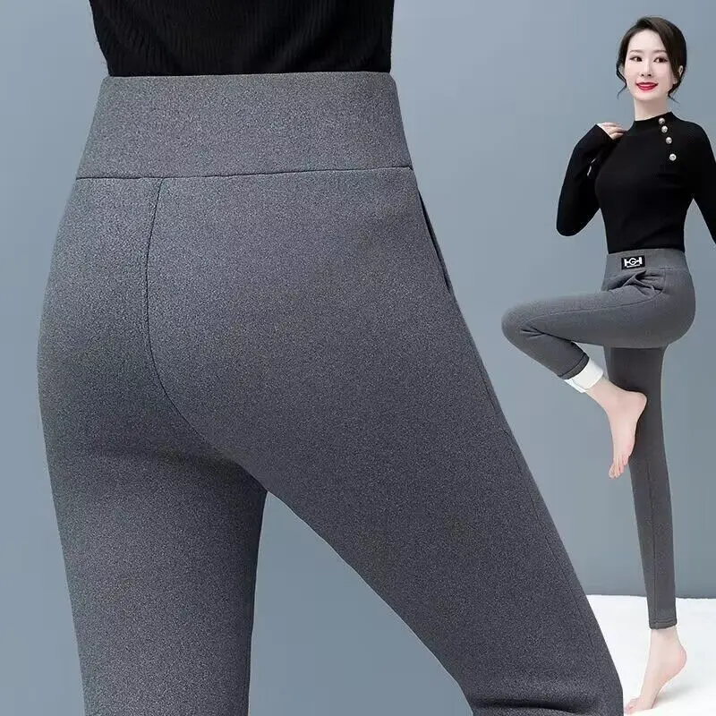 

Women's Fleece Lined Thickened Cotton Trousers Winter Warm Tight Pants Underwear Outerwear New Arrival Fashionable Base Layer