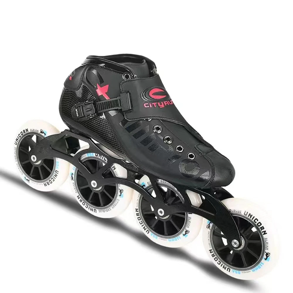 CITYRUN อินไลน์ Speed Roller Skates คาร์บอนไฟเบอร์รองเท้าล้อ PU การแข่งขันระดับมืออาชีพรองเท้าสเก็ต