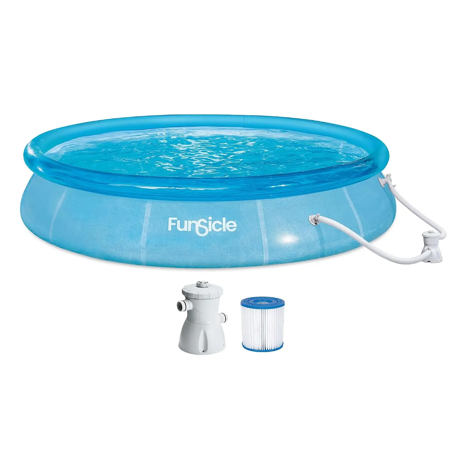 Thru Quickset Round Inflatable Ring Top Outdoor Above Ground Swimming Pool Set with Pump and Cartridge Filter for, Custom