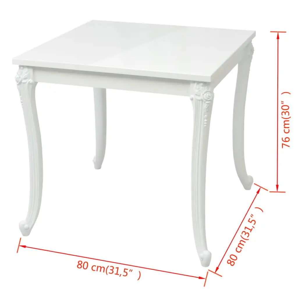 Glossy White Square Dining Table 31.5x31.5x29.9 Modern Furniture for Home & Kitchen image 5