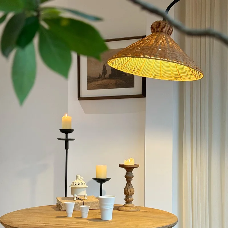 منتصف القرن الروطان مصباح أرضي الفرنسية خمر سوينغ الذراع ل أريكة الجانب المحيطة الإضاءة غرفة الديكور ضوء LED عناصر ديكور المنزل