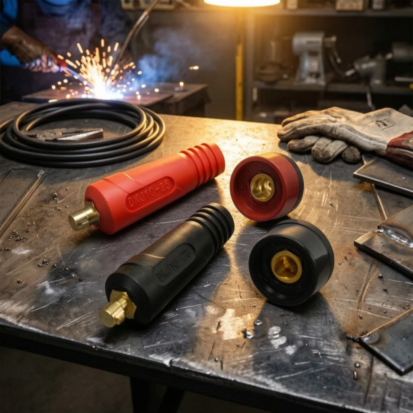 TIG Welding Quick Connect Four Piece Quick Connector Kit Welding Socket with Brass Contacts for Arc Welding