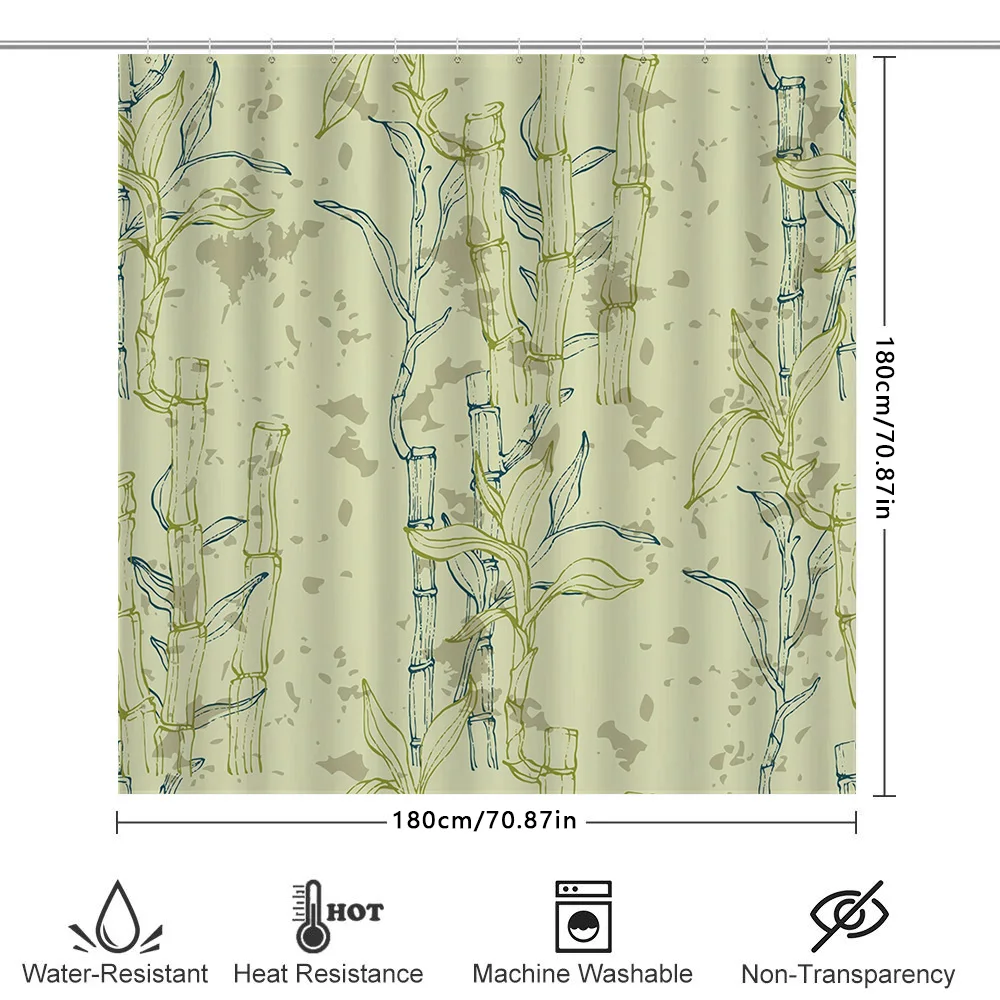 ستارة دش بنمط الخيزران الفني ديكور الحمام الحديث للديكور المنزلي (128 حرفًا) #6