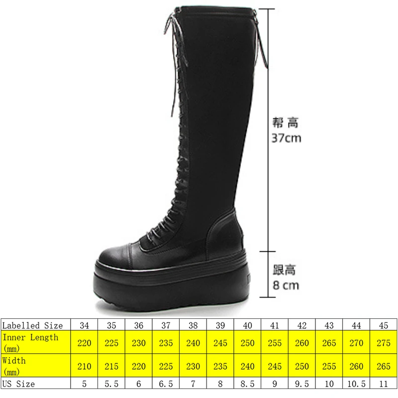 Fujin 8cm New Retro Genuine Leather Synthetic Platform Wedge British Knee High Boots ZIP Winter Women Ladies Non Slippery Shoes