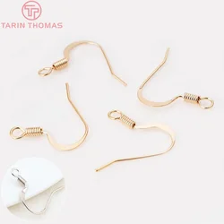 (2239)20PCS Height 16MM 24K Gold Color Plated Brass Earring Hook Diy Jewelry Findings Accessories wholesale