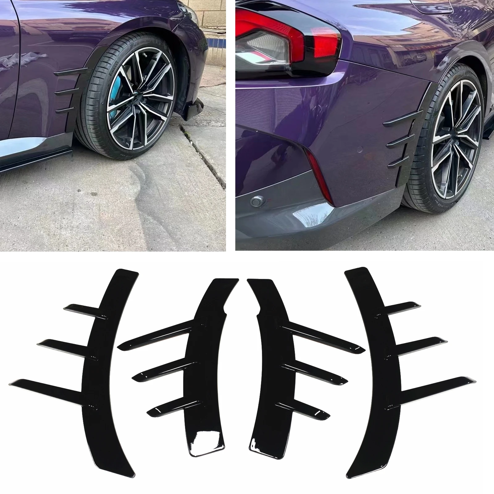 

For BMW 2 Series G42 M235i M240i Coupe 2 Door 2022-2024 Front Rear Wheel Eyebrow Fender Flares Cover Mudguard Trim