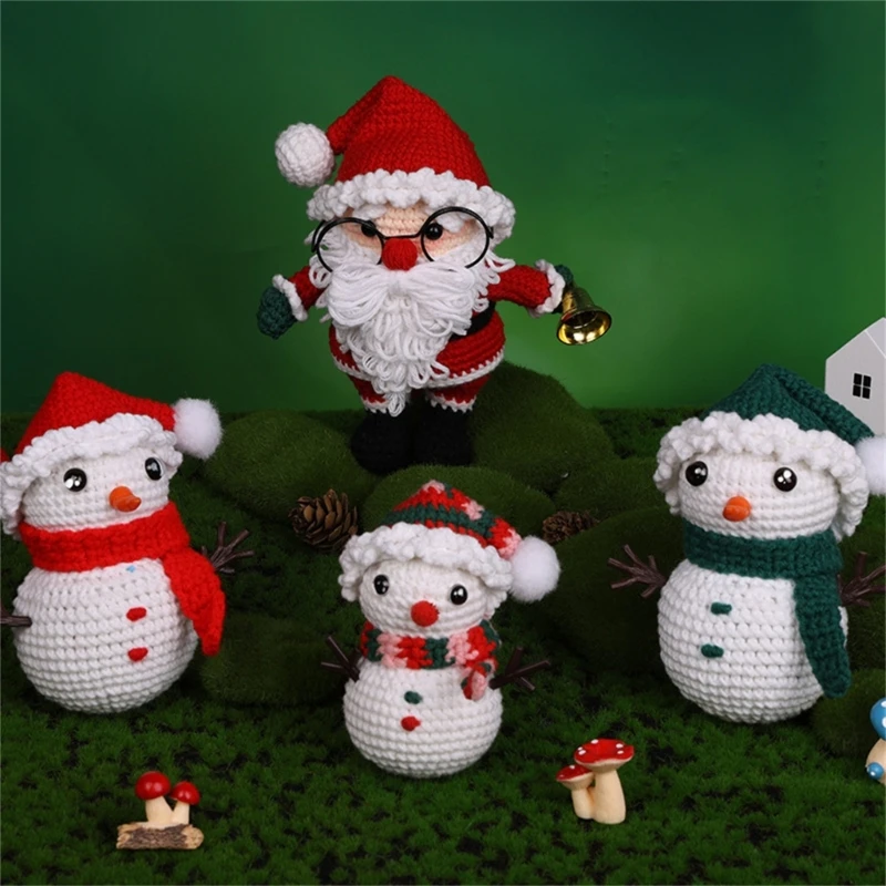Kits ganchillo navideño para principiantes, iniciador ganchillo DIY con hilo, gancho ganchillo, aguja, marcador