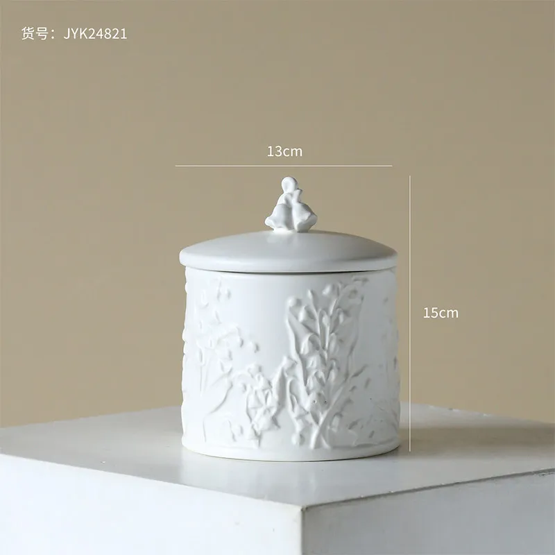 French Style Ceramic Canister Dustproof Jewelry Box Organizer for Desktop TV Stand Countertop Home Decor Storage Jar Best