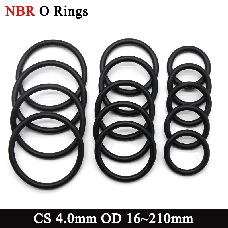 

10/50Pcs Black NBR O Ring Seal Gasket Thickness CS 4.0mm OD 16~210mm Nitrile Rubber Corrosion Oil Resist Round Sealing Washer