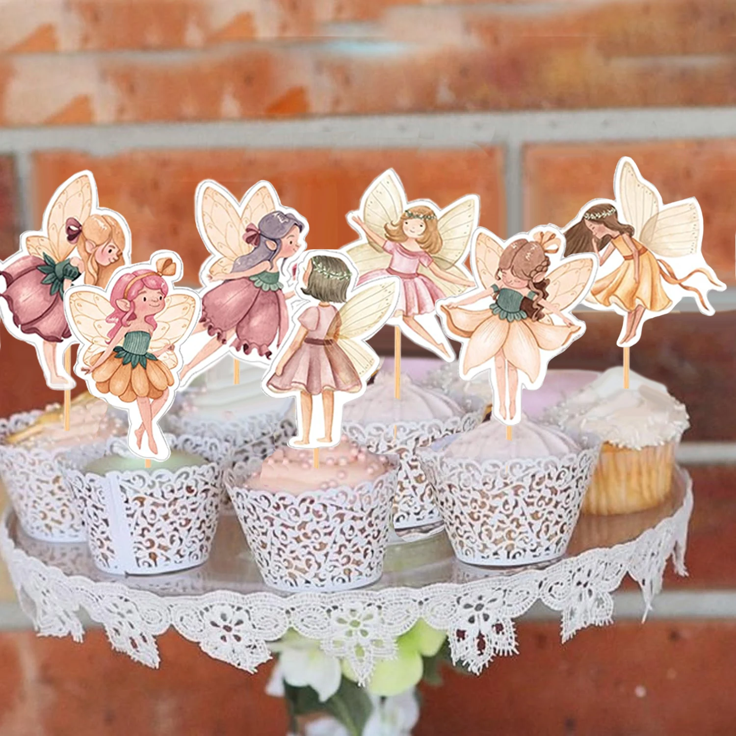 Feen-Cupcake-Topper für Geburtstagsfeiern, Feen-Partyzubehör, perfekt für die Babyparty „Woodland Garden Fairy First Birthday Party“. – Detail 11